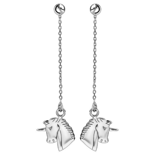 Boucles d'oreilles Argent 925 Pendante Tête de Licorne