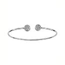 Bracelet Argent 925 Rigide Fin Fil Rond Double Ronds Zirconium