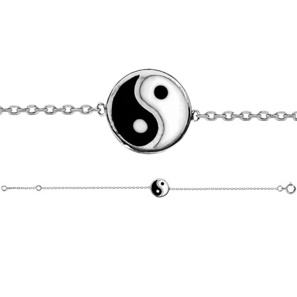 Bracelet Argent 925 Email Yin Yang