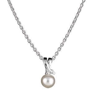 Collier Argent 925 Pendentif Croisé Perle d'imitation Crème