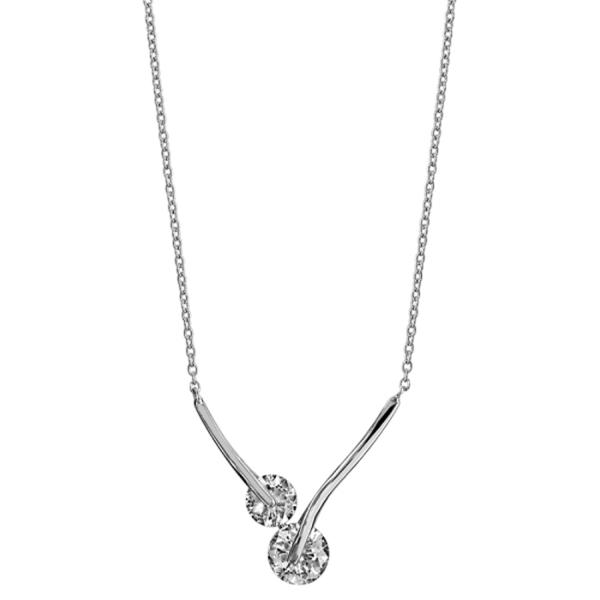 Collier Argent 925 Double Zirconium Rond