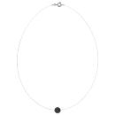 Collier Argent 925 Fil Nylon Pendentif Boule Strass Noir 7 mm 42 cm