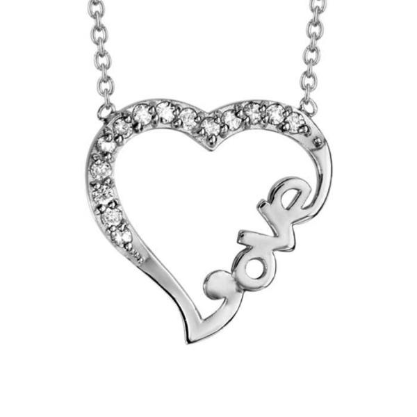 Collier Argent 925 Coeur Love Avec Zirconium Sertis