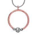 Collier Argent 925 et Dorure Rose Pendentif Rond avec Boules Ciselées