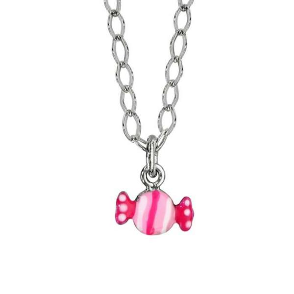 Collier Argent 925 Enfant Avec Bonbon Rose