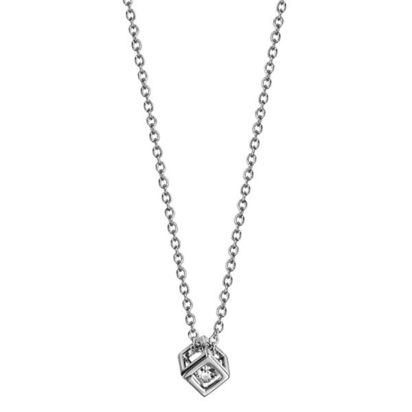 Collier Argent 925 Cube avec Zirconium