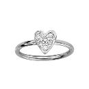 Bague de Phalange Argent 925 et Zirconium Sertis Coeur