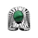 Bague Argent 925 Drappée avec Malachite Véritable