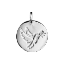 Pendentif Argent 925 Médaille Ronde Colombe 