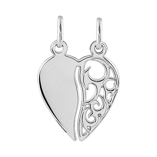 Pendentif Argent 925 Coeur à Partager Tribal