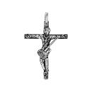 Pendentif Argent 925 Croix Rock Patinée Brillante 40 mm