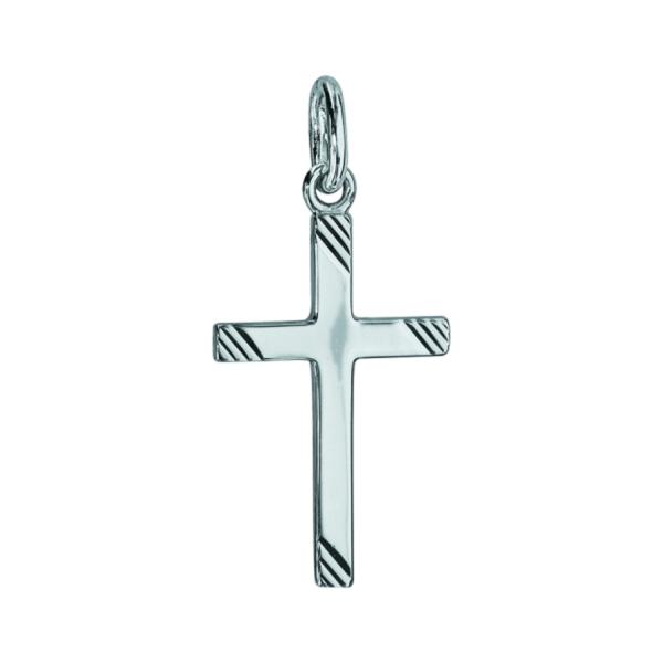 Pendentif Argent 925 Croix Strié 20 mm