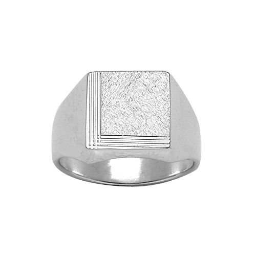 Chevalière Argent 925 Carré Diamantée