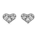 Boucles d'oreilles Acier 316 L Enfant Coeur avec Zirconium Sertis