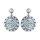 Boucles d'oreilles Acier 316 L avec Nacre Motif Dégradé Bleu