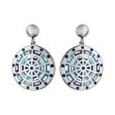 Boucles d'oreilles Acier 316 L avec Nacre Motif Dégradé Bleu