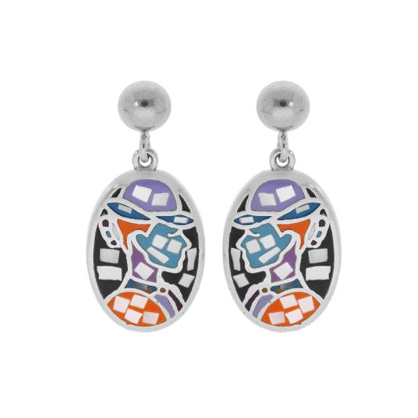 Boucles d'oreilles Acier 316 L Visage Multicolore avec Nacre 