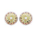 Boucles d'oreilles Acier 316 L Rondes Motifs Dégradés Jaune Orange avec Nacre