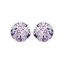 Boucles d'oreilles Acier 316 L Rondes Motifs Dégradés Bleu Violet avec Nacre