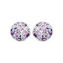 Boucles d'oreilles Acier 316 L Rondes Motifs Dégradés Bleu Violet avec Nacre