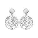 Boucles d'oreilles Acier 316 L Pendante Ronde Arbre de Vie