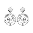 Boucles d'oreilles Acier 316 L Pendante Ronde Arbre de Vie