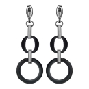 Boucles d'oreilles Acier 316 L Pendante Double Anneau Céramique Noir