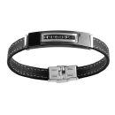 Bracelet Acier 316 L et Cuir Plaque Noire Moderne