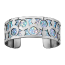 Bracelet Acier 316 L Manchette Motif Glitter Azur Rond Scintillant