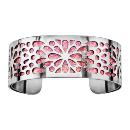 Bracelet Acier 316 L Manchette Motif Fleurs Glitter Rose Scintillant