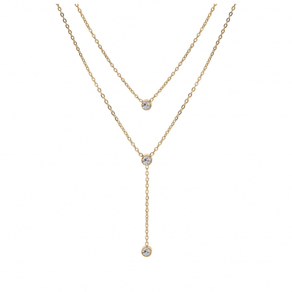 Collier Acier 316 L et PVD avec 3 Zirconium