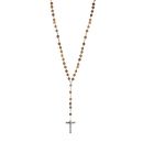 Collier Acier 316 L Chapelet Boules Bois d'Olivier
