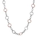 Collier Acier 316 L Rose Bicolore Maillons Ronds Martelés