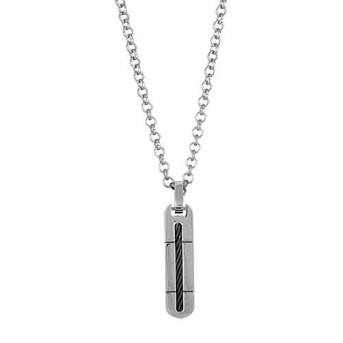 Collier Acier 316 L Pendentif Rectangulaire avec Cable