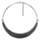 Collier Acier 316 L Semi-Rigide Avec Cuir Bovin Noir Et Brillant