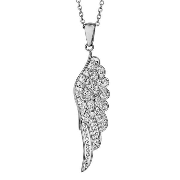 Collier Acier 316 L  Pendentif Aile d'Ange avec Strass