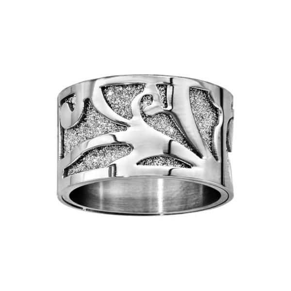 Bague Acier 316 L Granité Motif Ajouré