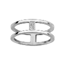 Bague Acier 316 L Double Anneaux Pavé Zirconium