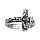 Bague Acier 316 L Patiné Jesus sur Croix