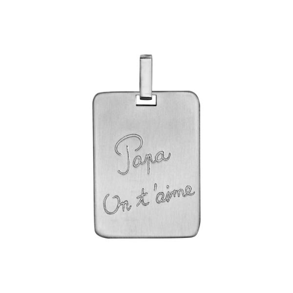 Pendentif Acier 316L Plaque Militaire GI "Papa on t'aime"