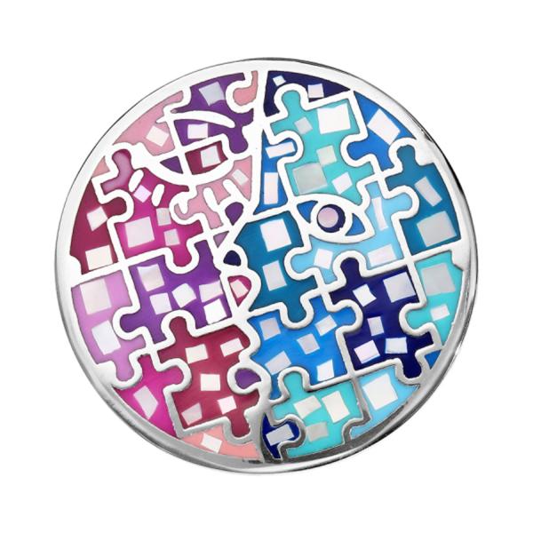 Pendentif Acier 316 L Rond avec Nacre Résine Multicolore