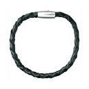 Bracelet Acier 316 L et Cuir Noir Tressé