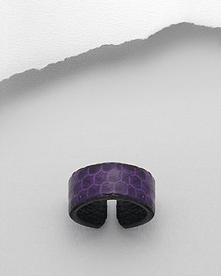 Bague Cuir Serpent Violet