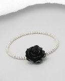 Bracelet Argent 925 et Résine Rose Noire