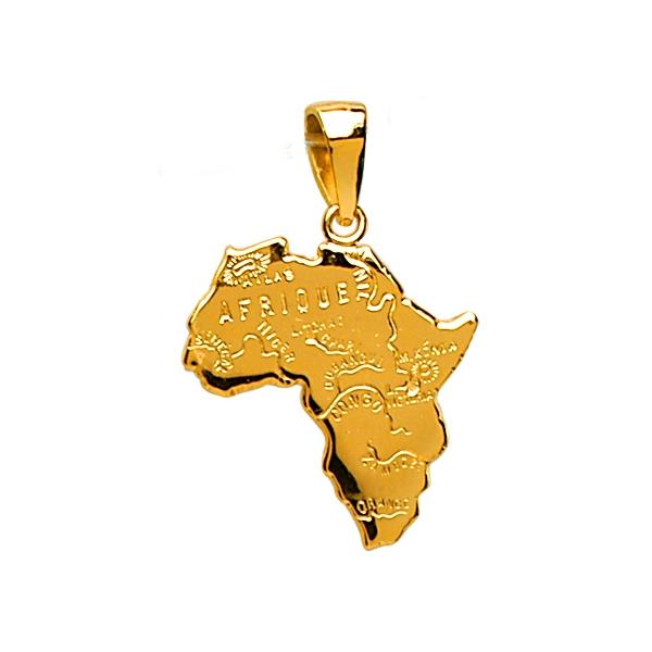 Pendentif Plaqué Or Carte Afrique
