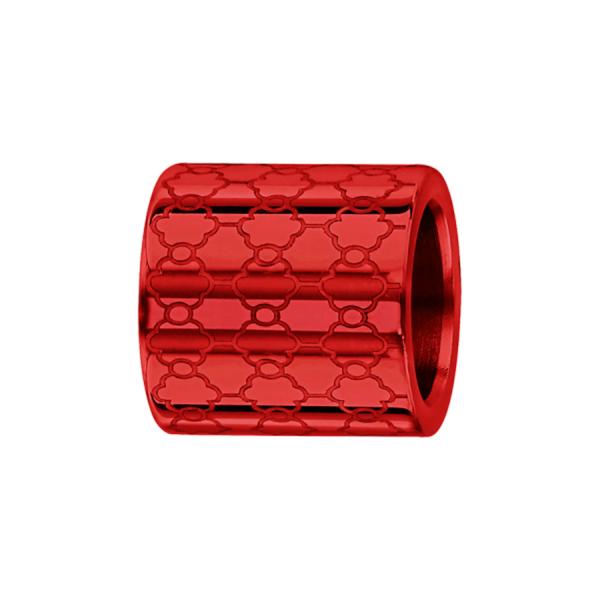 Charms Acier 316L Forme Tube Motif Alvéoles Rouge