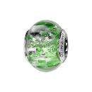 Charms Argent 925 Perle Murano Vert Eclat Argenté