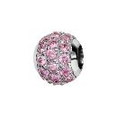 Charms Argent 925 Boule 3 Rangs Zirconium Rose