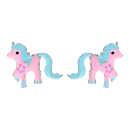 Boucles d'oreilles Argent 925 Poney Rose et Bleu 