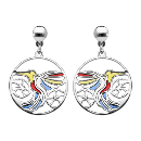 Boucles d'oreilles Argent 925 Colibri Vitrail Translucide 